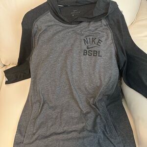 Nike Baseball Dri-Fit  Black and Gray Hoodie Size L. 3/4 sleeves.